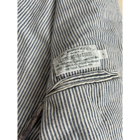 RALPH LAUREN RUGBY White Blue Striped Linen Blend Sportcoat Sz Small Fits Medium - Picture 6 of 8